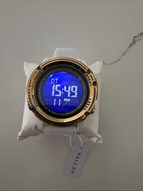 Ativa White Silicone Watch with Gold Bezel